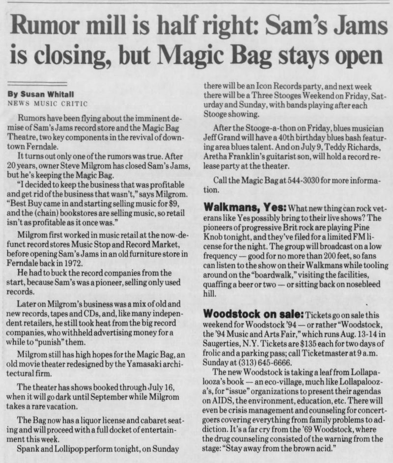 Sams Jams - June 1994 Closing Article